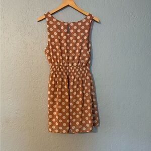 Polka Dot Sleeveless Dress - Brown and White
